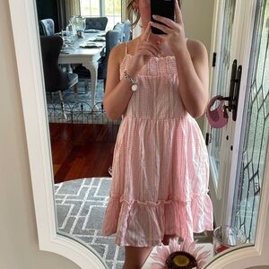 Altar'd State Pink and White Striped Mini Dress